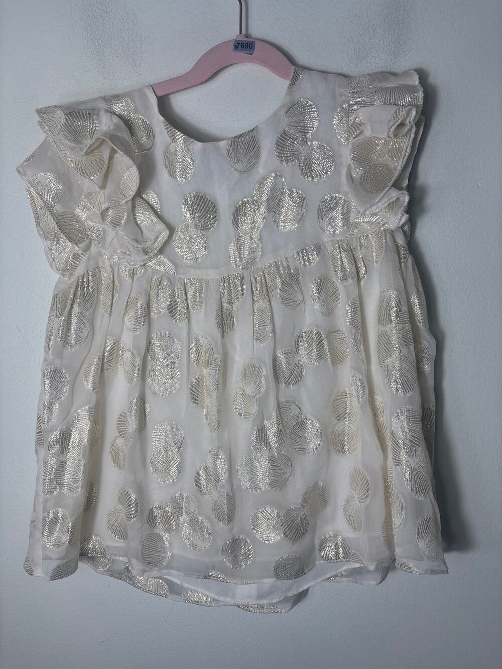 Carrement Beau Gold Champagne Flutter Sleeve Blouse Sz 10